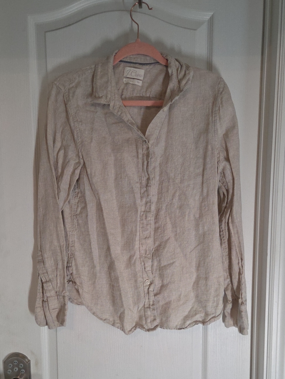 J. Crew Beige Linen Button-Down Shirt